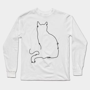 funny cat line art ,cute line art cat,awesome cat Long Sleeve T-Shirt